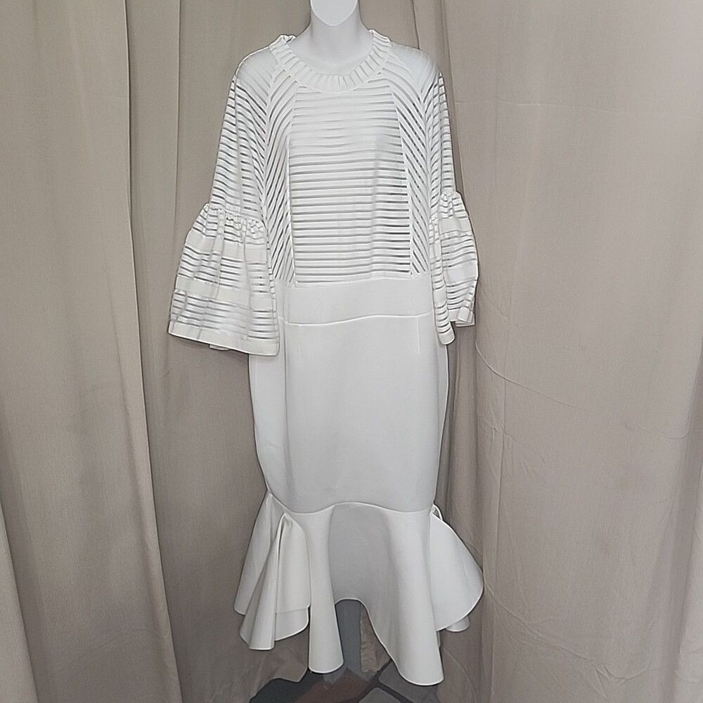 Dress Eien Women's Evening Formal Long Mermaid Valencia Short Sleeve White 3XL